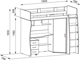 Кровать чердак Карлсон М1 ( с письменным столом и шкафом )
