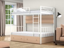 Кровать двухъярусная металлическая Валенсия 120 с ящиками и полками ( для взрослых и детей )