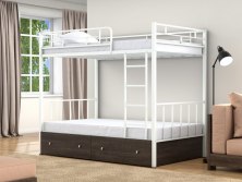 Кровать двухъярусная металлическая Валенсия 120 с ящиками ( для взрослых и детей )
