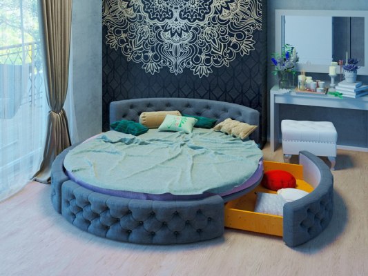 Круглая кровать Vita Mia Astoria Premier c ящиком. Антивандальная ткань. 2