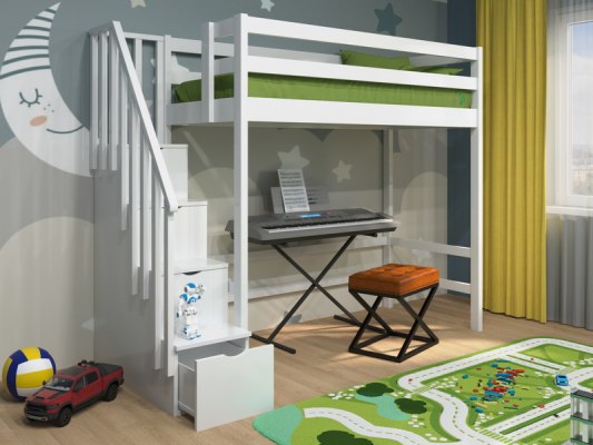 Кровать-чердак Vita Mia Bravo ( Браво ) с лестницей комодом 1