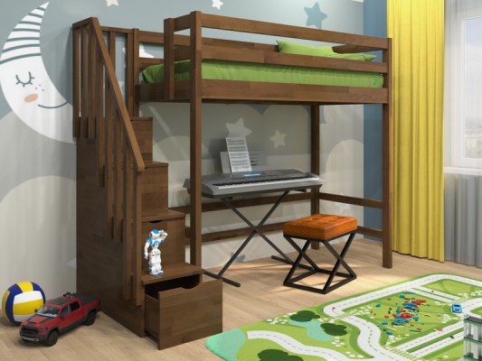 Кровать-чердак Vita Mia Bravo ( Браво ) с лестницей комодом 3