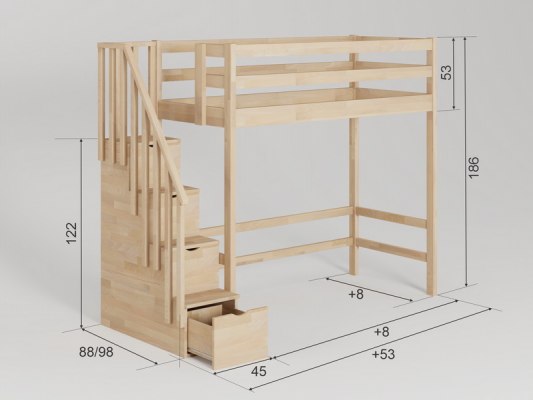 Кровать-чердак Vita Mia Bravo ( Браво ) с лестницей комодом 4