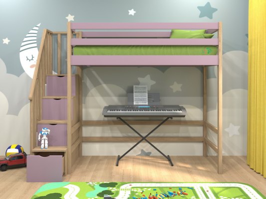 Кровать-чердак Vita Mia Bravo ( Браво ) с лестницей комодом 5