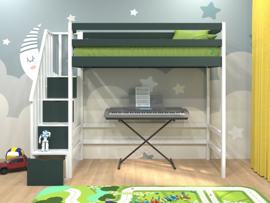 Кровать-чердак Vita Mia Bravo ( Браво ) с лестницей комодом 3