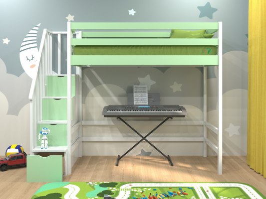 Кровать-чердак Vita Mia Bravo ( Браво ) с лестницей комодом 6