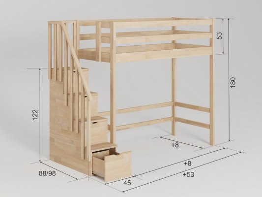 Кровать-чердак Vita Mia Bravo ( Браво ) с лестницей комодом 9