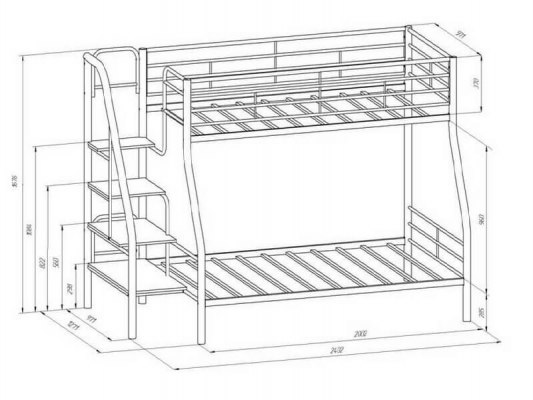 Кровать двухъярусная металлическая Толедо 4