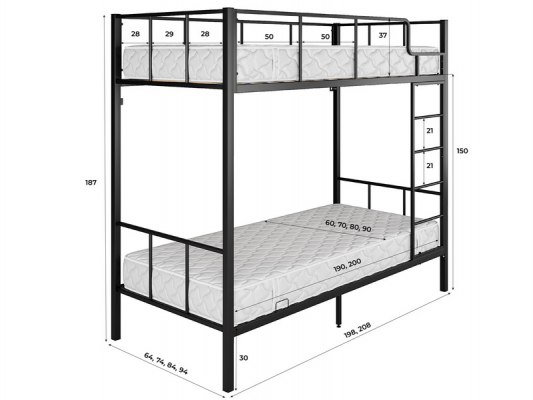 Кровать двухъярусная металлическая Дебора 1 5