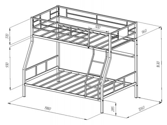 Кровать двухъярусная металлическая Гранада-1П 5