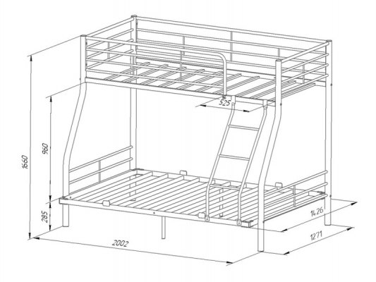 Кровать двухъярусная металлическая Гранада-2 140 7