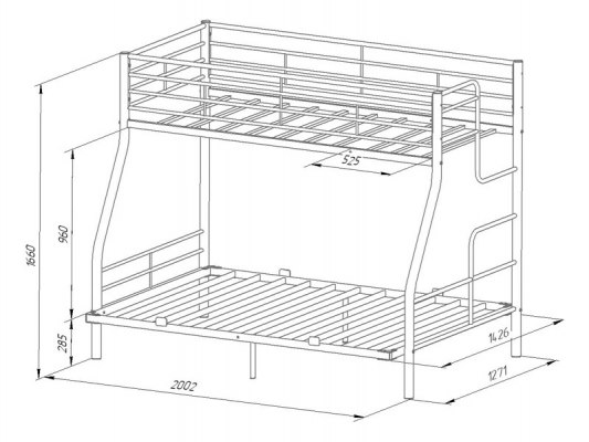 Кровать двухъярусная металлическая Гранада-3 140 7
