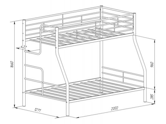 Кровать двухъярусная металлическая Гранада-3 7