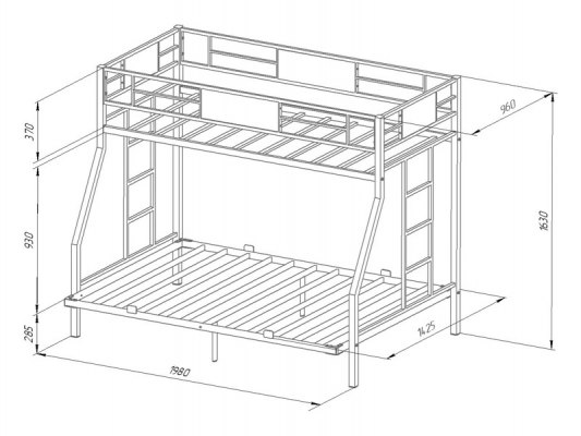 Кровать двухъярусная металлическая Гранада ПЯЯ 140 4