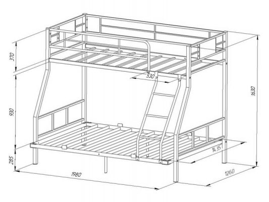 Кровать двухъярусная металлическая Гранада-1 140 3