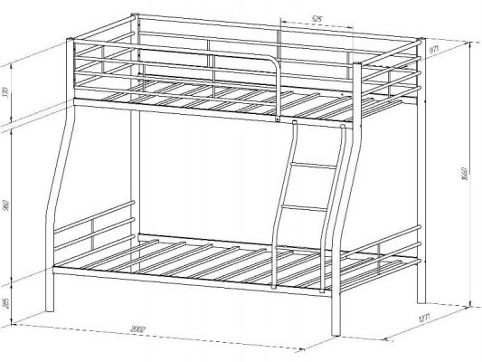 Кровать двухъярусная металлическая Гранада-2Я 3