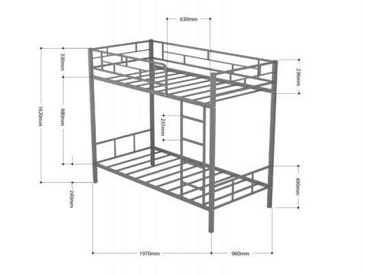Кровать двухъярусная металлическая Ницца 2
