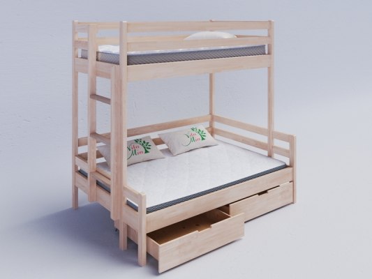 Двухъярусная трехместная кровать из массива дерева Vita Mia Орленок 5