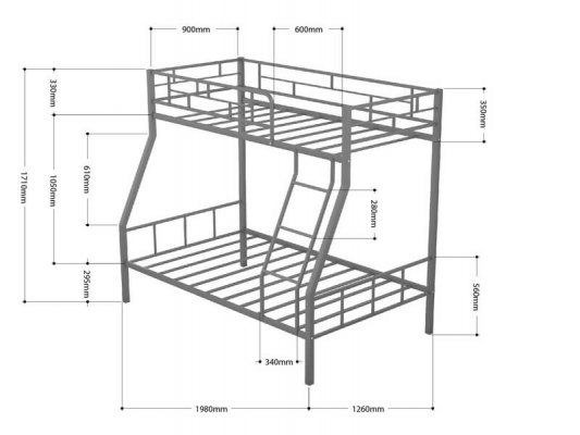 Кровать двухъярусная металлическая Раута ( для детей и взрослых ) 3