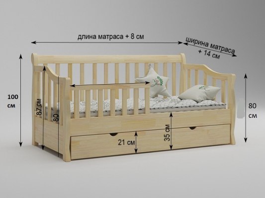 Деревянная диван кровать Vita Mia Сашуля с ящиками 5