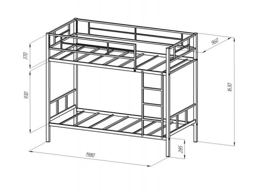 Кровать двухъярусная металлическая Севилья - 2 6