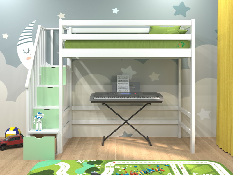 Кровать-чердак Vita Mia Bravo ( Браво ) с лестницей комодом