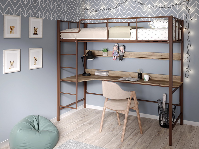 Металлическая кровать-чердак Хельга 2