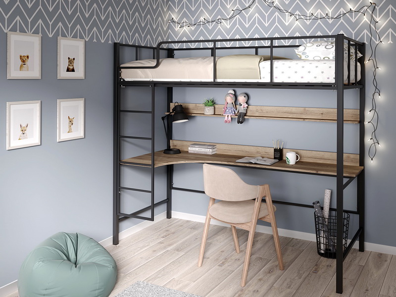 Металлическая кровать-чердак Хельга 2