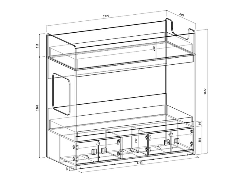 Двухъярусная кровать Легенда D605.3