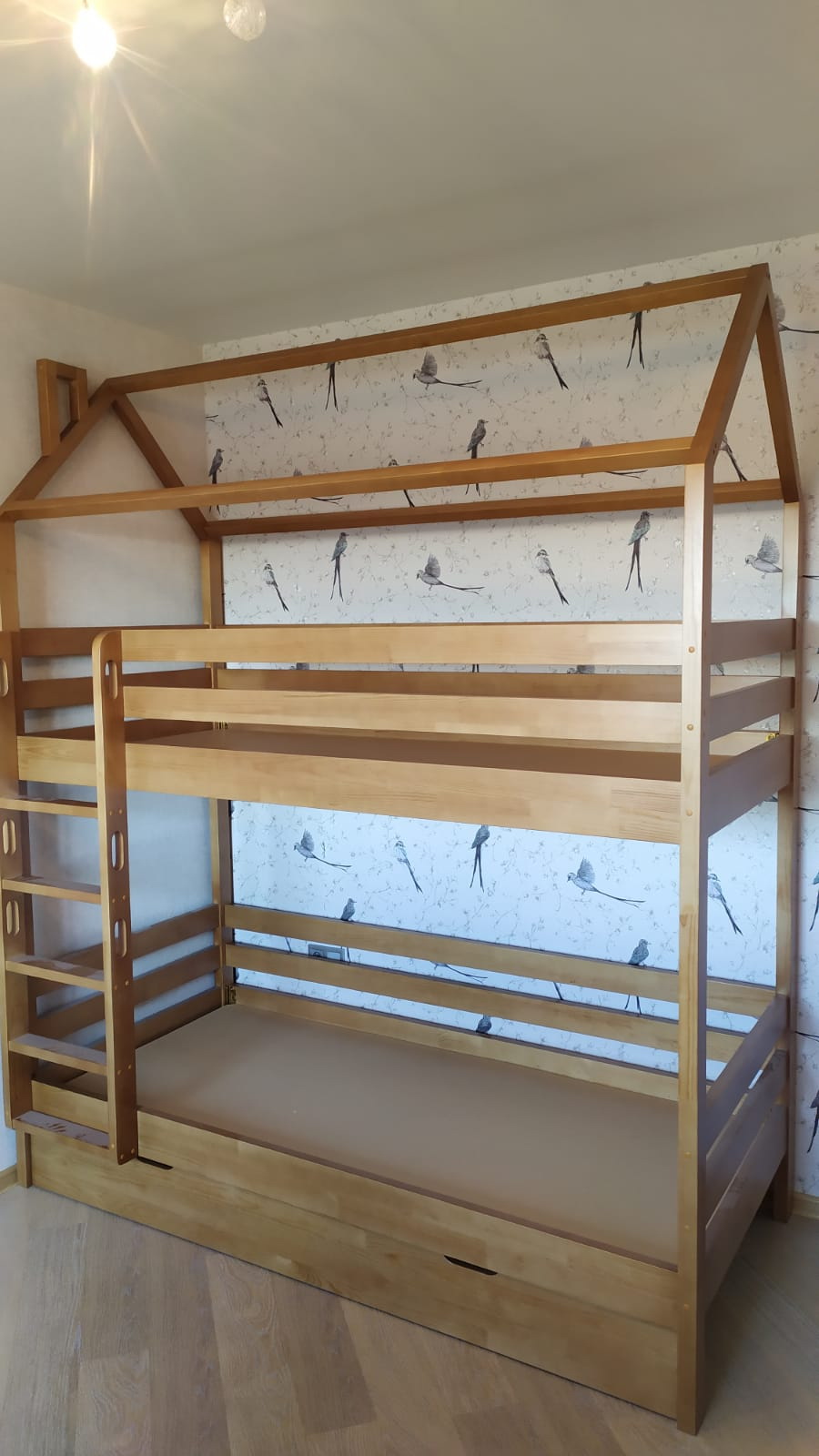 Двухъярусная деревянная кровать-домик Vita Mia Arcobaleno 2, Цвет Светлый орех