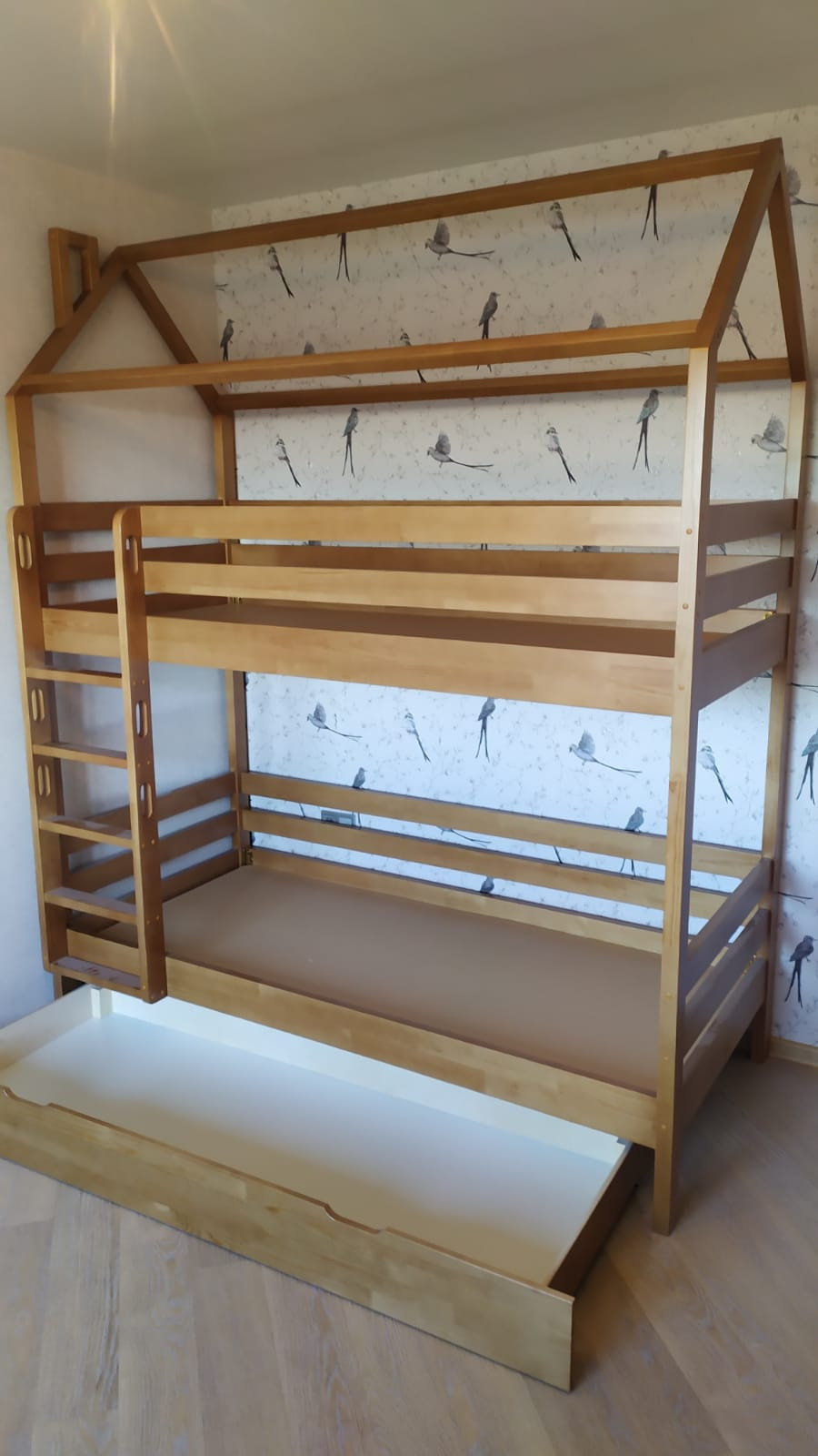 Двухъярусная деревянная кровать-домик Vita Mia Arcobaleno 2, Цвет Светлый орех