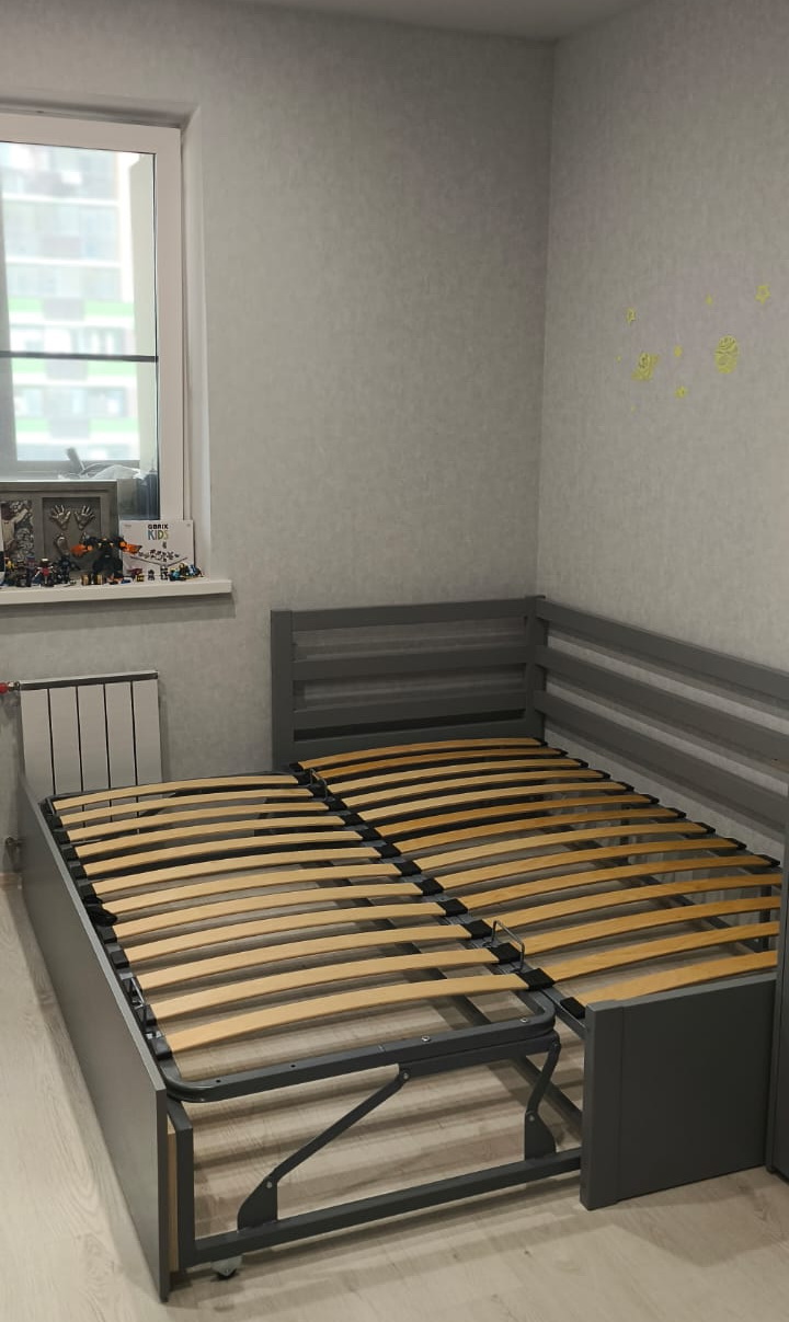 Кровать софа угловая Vita Mia Klarko ( Кларко ), 90x200 см. Угол слева. Раскладной механизм Дельфин Эмаль ral 7001