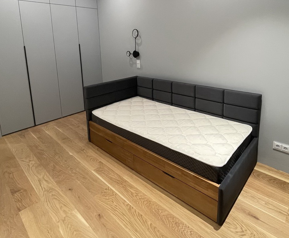 Кровать угловая PinoLetto Kare, Ткань PRIMA dark grey
