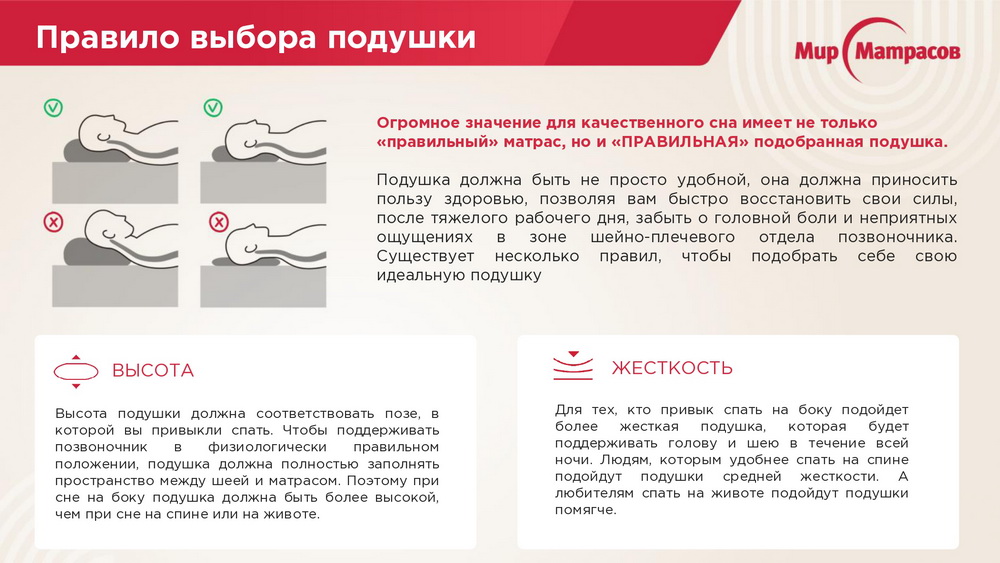 Подушки Мир Матрасов