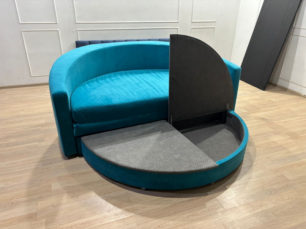 Круглая кровать-диван СлипАрт Слип, Цвет Велюр Teddy 133