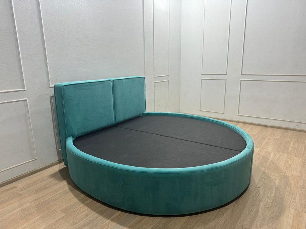 Круглая кровать SleepArt Виттория, D210 см. Ткань Тeddy 654. Изголовье без каретной стяжки